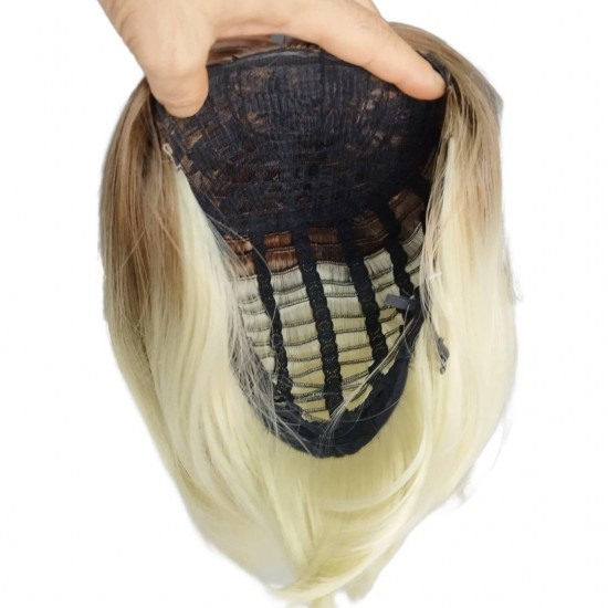 Ankara Kızılay Kaliteli Fiber Sentetik Peruk Kumral Koyu Platin Ombre Kısa Küt Ankara Kızılay Kaliteli Fiber Sentetik Peruk Kumral Koyu Platin Ombre Kısa Küt